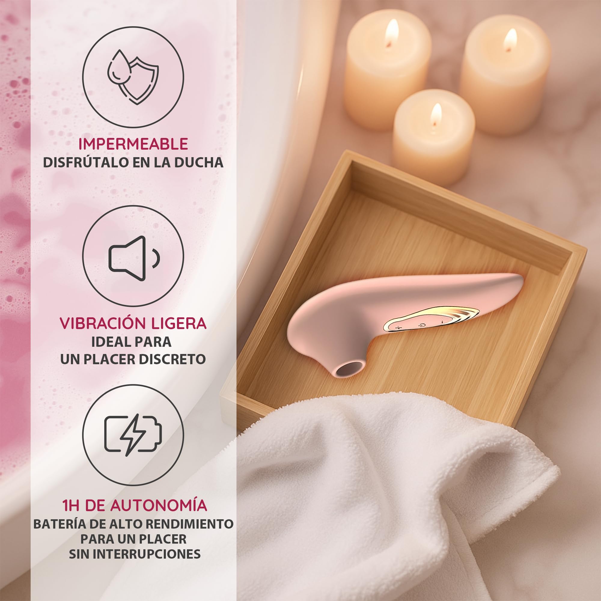 Succionador de Clítoris y Vibrador Mujer – 10 Modos de Succión, Juguetes Eróticos Femeninos Impermeables de Silicona Premium, Recargable USB – Estimulador Íntimo para Placer Absoluto (Rosa Empolvado)