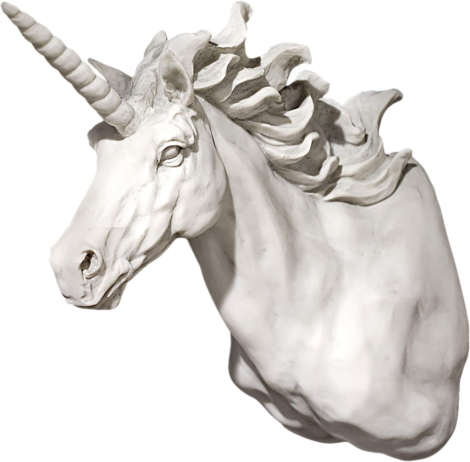 Alicorn Unicorn Horse Trophy Wall Sculpture, 13 Inch, Polyresin, Antique Stone