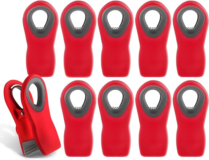 COOK WITH COLOR Bag Clips with Magnet- Food Clips, Chip, Bag for Food Storage with Airtight Seal Grip for Bread, Snack and Food Bags (Teal and Mauve, Pack of 10)