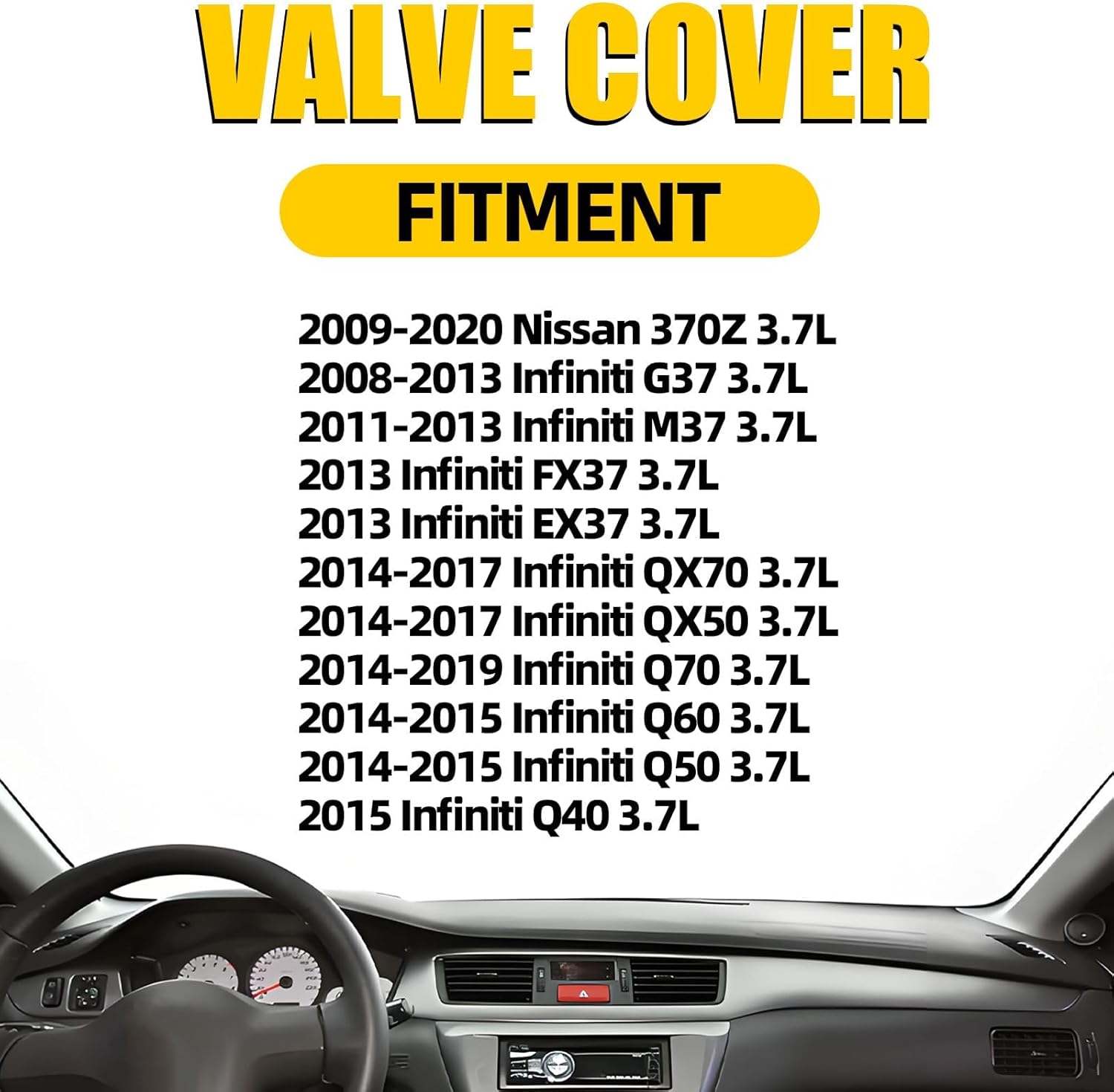 Aluminum Valve Cover Set Compatible with 2008-2020 Nissan 370Z Infiniti G37 QX50 Q70 Q60 Q50 Q40 M37 FX37 EX37 QX70 3.7L Replace 13264EY01E 13264EY01C