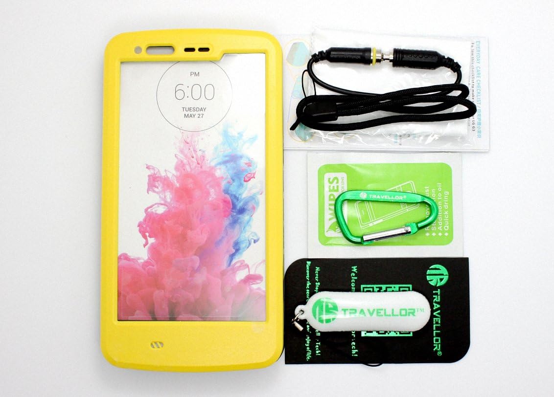 Lg G3 Case,Lg G3 Waterproof Case,Lg G3 Heavy Duty Case,Travellor DOT Series [Full-body Protection] [IP68 certified] CaseWaterproofSnow proofShock proofDirt proof Kids Proof [Slim Fit Designed] with Kick stand Hard Shell Cover for Lg G3 [Gifts Outdoor Carabiner + Lens Wipes+Phone Chain(Travellor Brand)] (yellow)