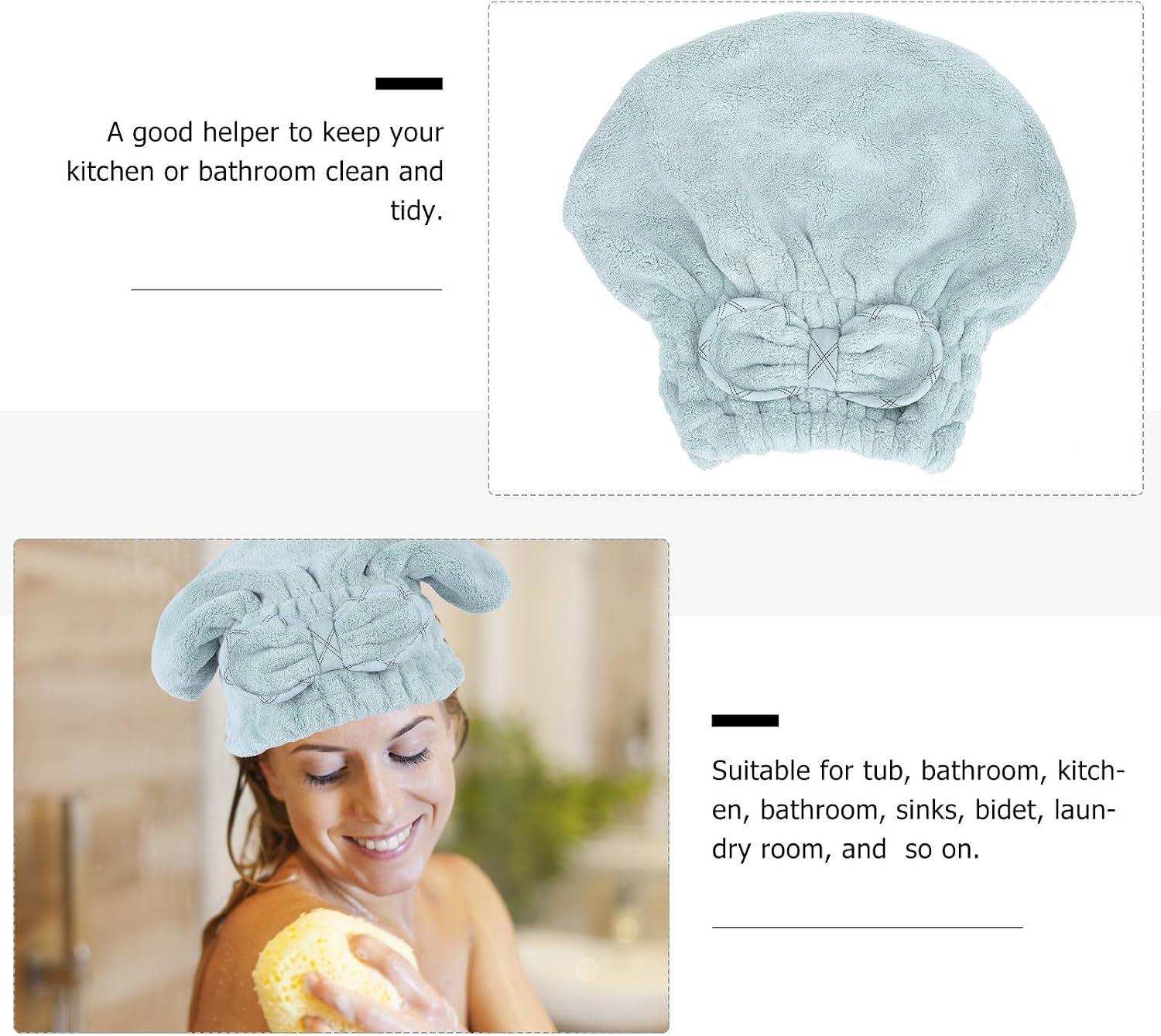 Coral Fleece Bow Hair Drying Cap Fast Absorbent Microfiber Hair Towel for Women Quick Drying for Household and Travel Use
