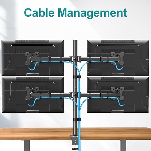 Miniatura 6 de MOUNT PRO Soporte para monitor cuádruple, soporte para 4 monitores para pantallas de computadora de 13 a 32 pulgadas, soporta hasta 17.6 libras cada