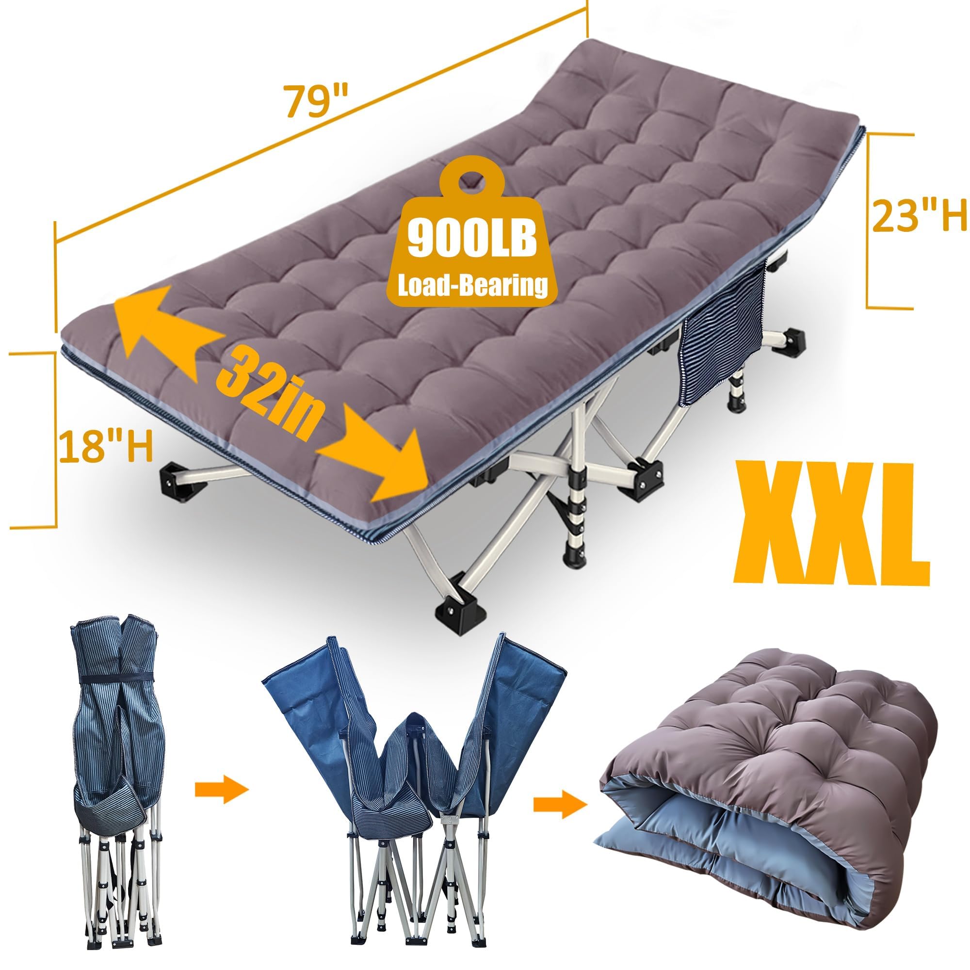Cuna de camping XXL de 32 pulgadas con colchón cómodo, cunas para