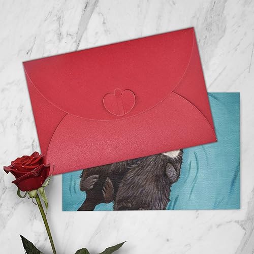 Miniatura 7 de Tarjetas de felicitación con sobres, nutrias tomadas de la mano, papel nacarado, tarjetas divertidas de cumpleaños, tarjetas de Navidad de 4 x 6