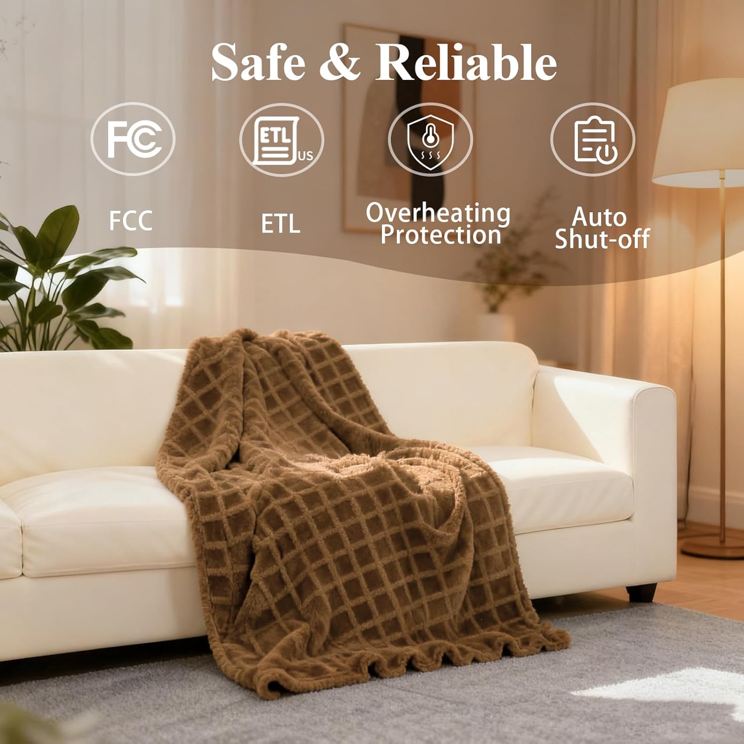 Heated Blanket Electric Full, 74”x84“Heating Blanket Waffle with 12 Heat Levels, Fast Heating Blanket with 1-12 Timer Settings, Overheat Protection with ETL & FCC for Home Office Sofa - Image 6