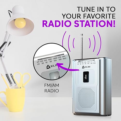 Miniatura 3 de KLIM Reproductor de cinta de casete K8 portátil - Grabadora de casete - Nueva versión - AMFM - Micrófono y altavoz integrados - Conector para