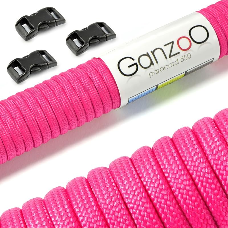 Paracord 550 - Set iniziale paracord corda in tinta unita con 3 chiusure a scatto, per guinzaglio o collare per cani fai da te / corda con filo 4 mm spessore / corda multiuso / corda con 7 corde interne per sopravvivenza / Corda paracadute portata fino a 250 kg (250 kg) / nucleo resistente / corda con 3 chiusure a scatto in plastica (3/8 – 10 mm) / disponibile in vari colori, marca Ganzoo