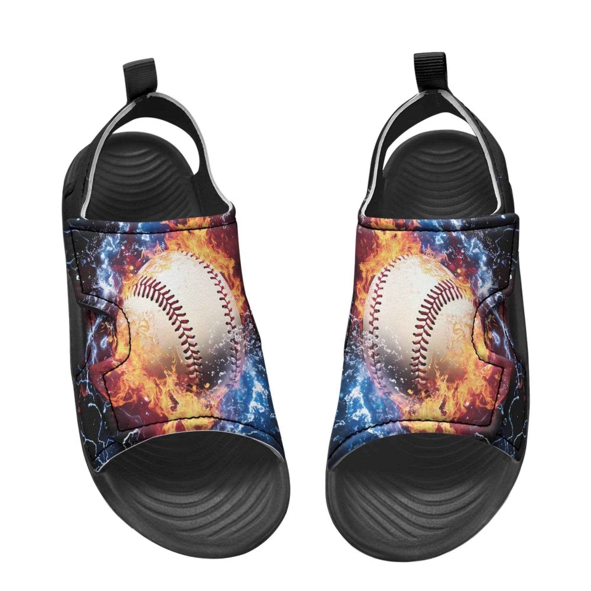 Rerteryuro Little Boy Sandals Baseball Non-Slip Boys Sandals Size 1 Kids Summer Shoes with Adjustable Strap Breathable Kids Water Shoes for Outdoor Beach Pool