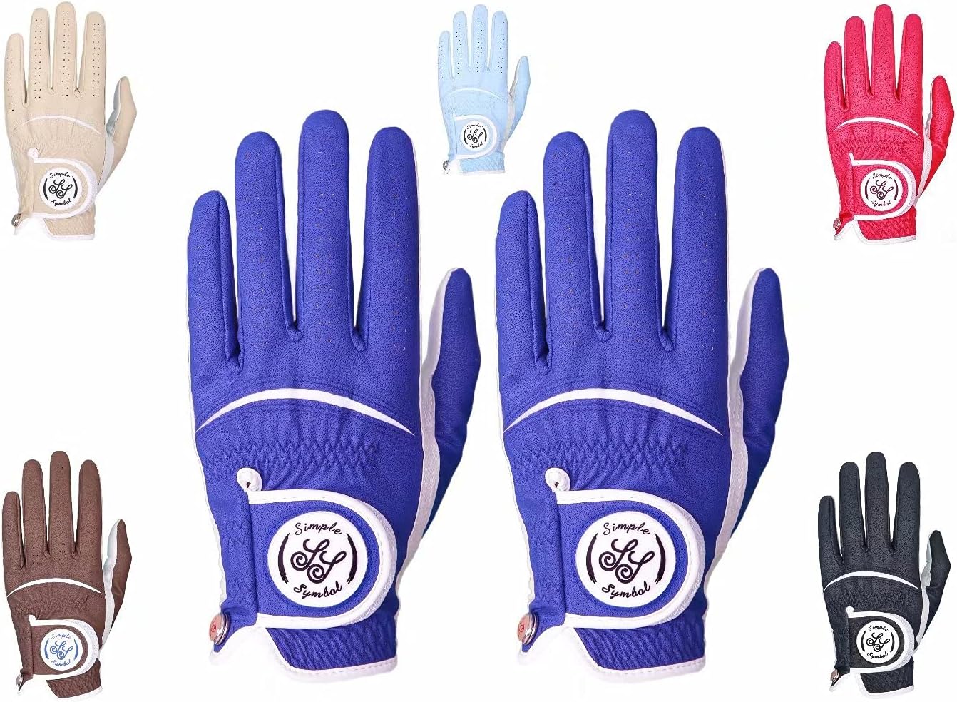 Men's Golf Glove High Grade Leather Two Pack（Two Left Hands Or Two Right Hands Or One Pair） Six Colors to Choose from Red/Blue/Navy Blue/Sky Blue/Coffee/Beige