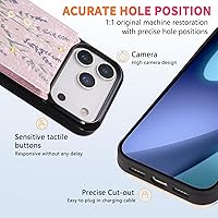 Vista 18 de UEEBAI Funda tipo cartera para iPhone 15 Pro Max con tarjetero, cubierta de cuero PU con soporte, bloqueo RFID, doble cierre magnético, relieve
