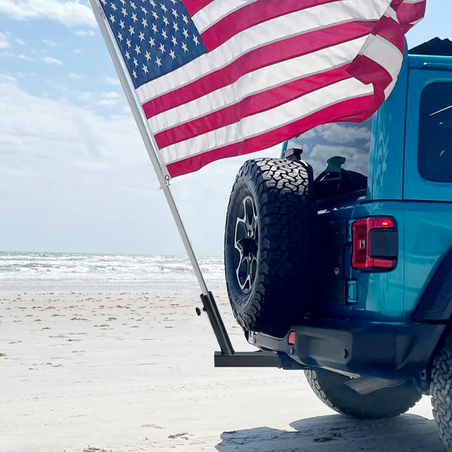 Hitch Flag Pole Holder, Flagpole Hitch Mount Universal, Angled Flag Pole Holder, Fit for 2 inch Hitch Receiver, Compatible with Trailer Truck Jeep RV Pickup