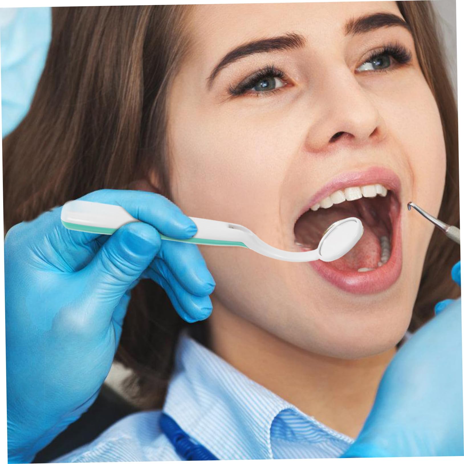Specchietto per Denti in Plastico Verde Antifogging e Pratico, Specchio Dentale per Ispezione Dentista per Pulizia e Controllo Orale