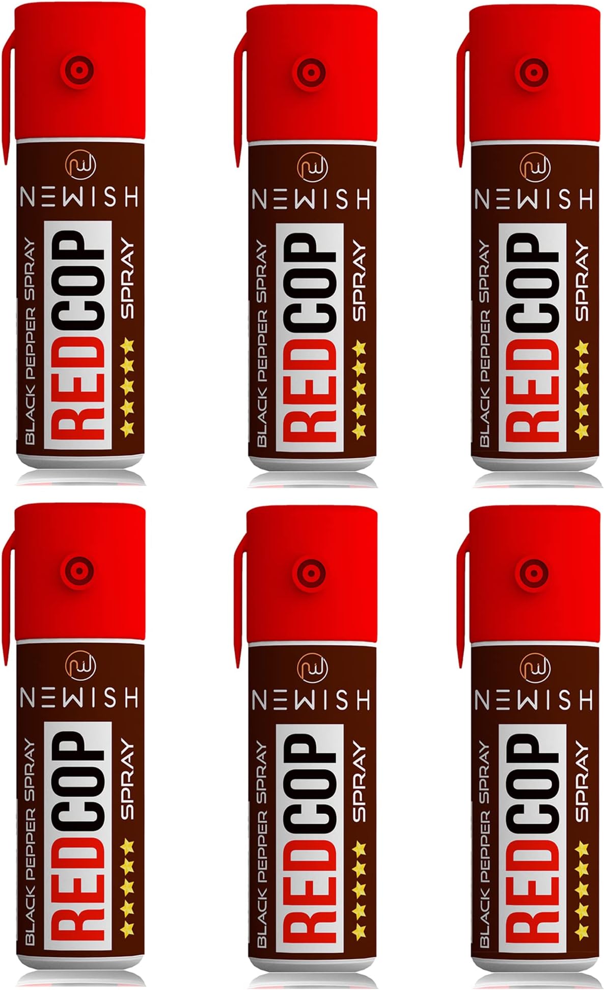 Newish Black Pepper Spray 55 ML (Pack of 6) | Compact Personal Safety Spray for Students, Working Women & Seniors | Non-Lethal, Pocket-Sized, Quick-Action, 15 ft Long Range Protection
