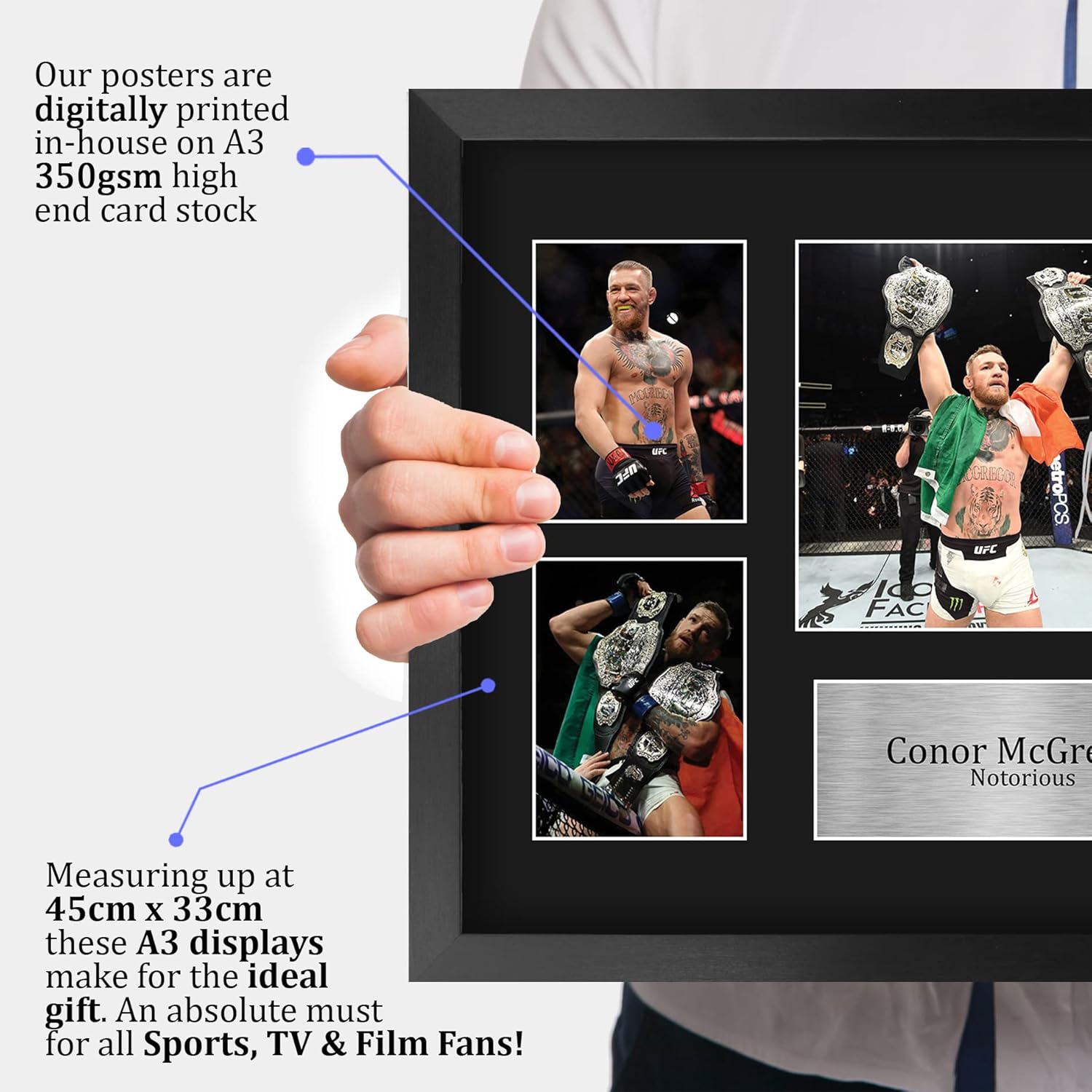 HWC Trading Conor McGregor Ultimate Fighting Champion Notorious 16 x 12 inch (A3) Printed Gifts Signed Autograph Picture for UFC Memorabilia Fans - 16" x 12" Framed