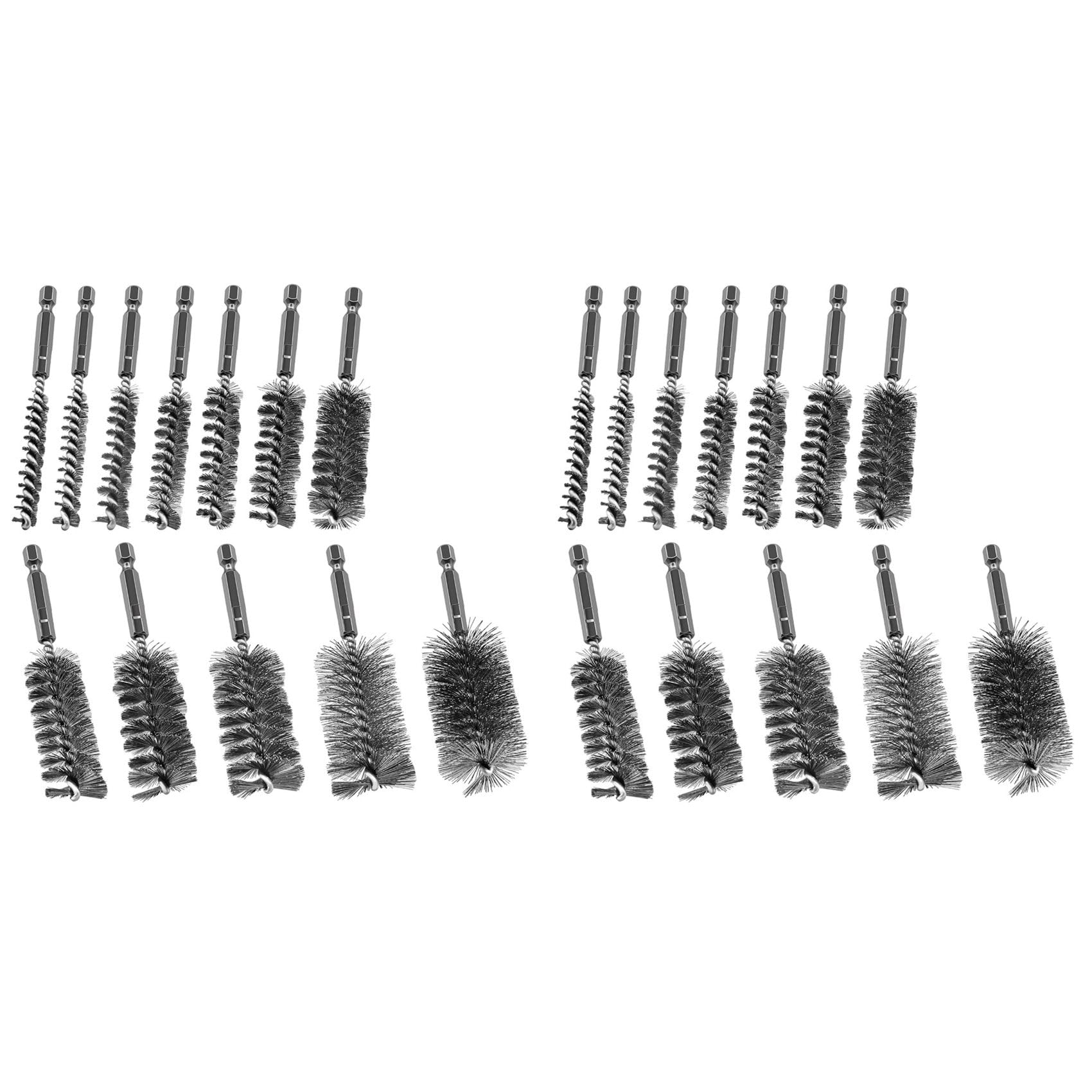 Jnchdghwa As Shown 24Pcs Wire Bore Brush For Drill,Stainless Steel Wire Brush Bore Cleaning Brush Set For Power Drill Cleaning