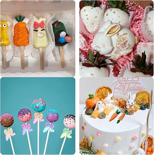 Miniatura 6 de Molde de fondant de orejas de conejo de Pascua, molde de silicona de conejo grande 3D, molde para hornear zanahoria y chocolate para decoración de