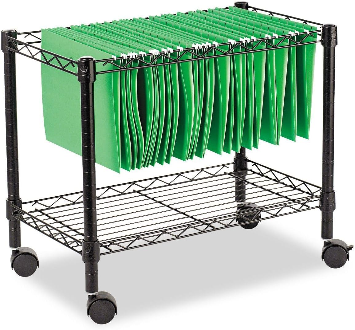 ALE Single-Tier Rolling File Cart, 24w x 14d x 21h, Black