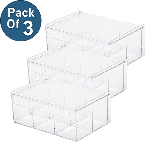 Miniatura 2 de RoyalHouse Organizador de almacenamiento acrílico para bolsitas de té, 6 compartimentos, caja de té de plástico transparente sin BPA con tapa, caja