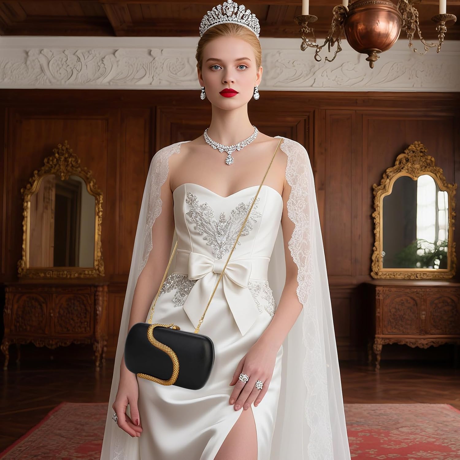 YYW PU Leather Purses for Women Evening Clutch Bag with Chain Women Handbags Evening Bag for Wedding Party Prom - Image 2