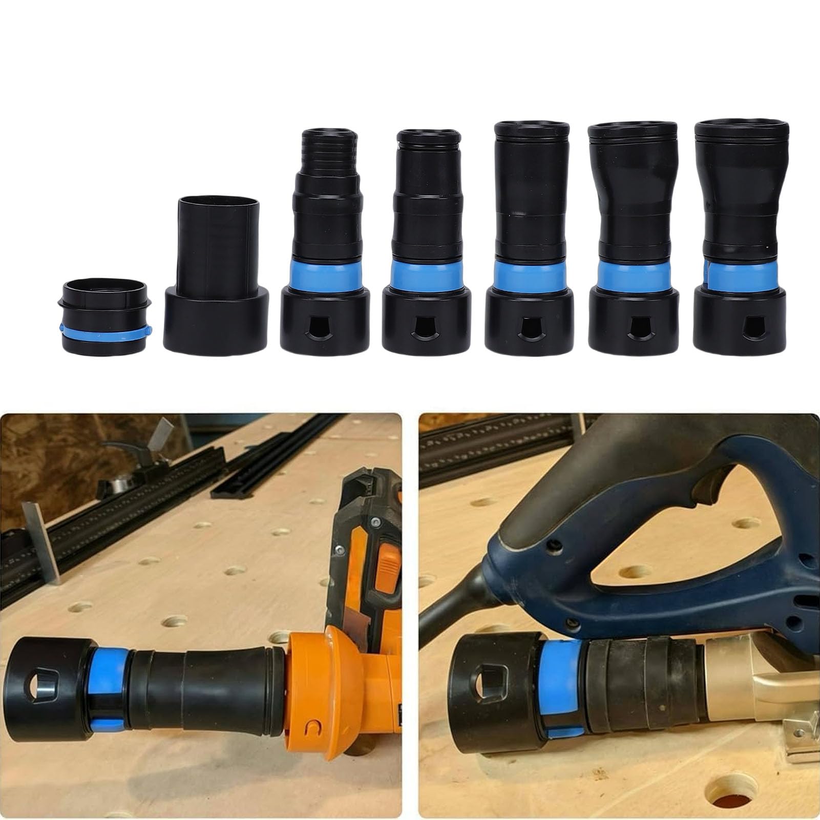 Tyenaza 7 adaptadores de expansión de Manguera de vacío, Conectores rápidos de recolección de Polvo para el hogar, Taller, de aspiración, lijadora de Herramientas eléctricas