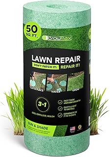 Growtrax Biodegradable Grass Seed Mat, Year Round Green - 50 Sq Ft Quick Fix Roll - Growing Solution for Lawns, Dog Patches and Shade - Just Roll Water & Grow -Not Fake or Artificial Grass