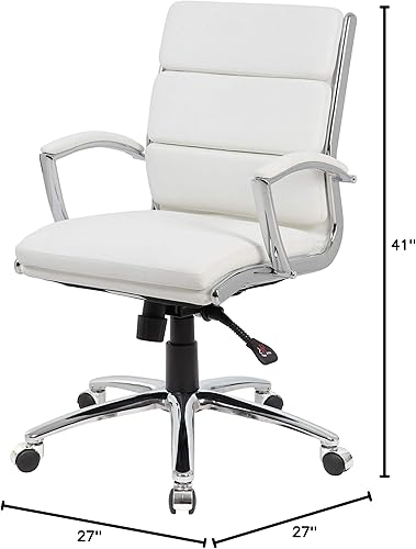 Miniatura 3 de Boss Office Products (BOSXK Silla ejecutiva de respaldo medio, blanco, 27 pulgadas de profundidad x 27 pulgadas de ancho x 41 pulgadas de alto