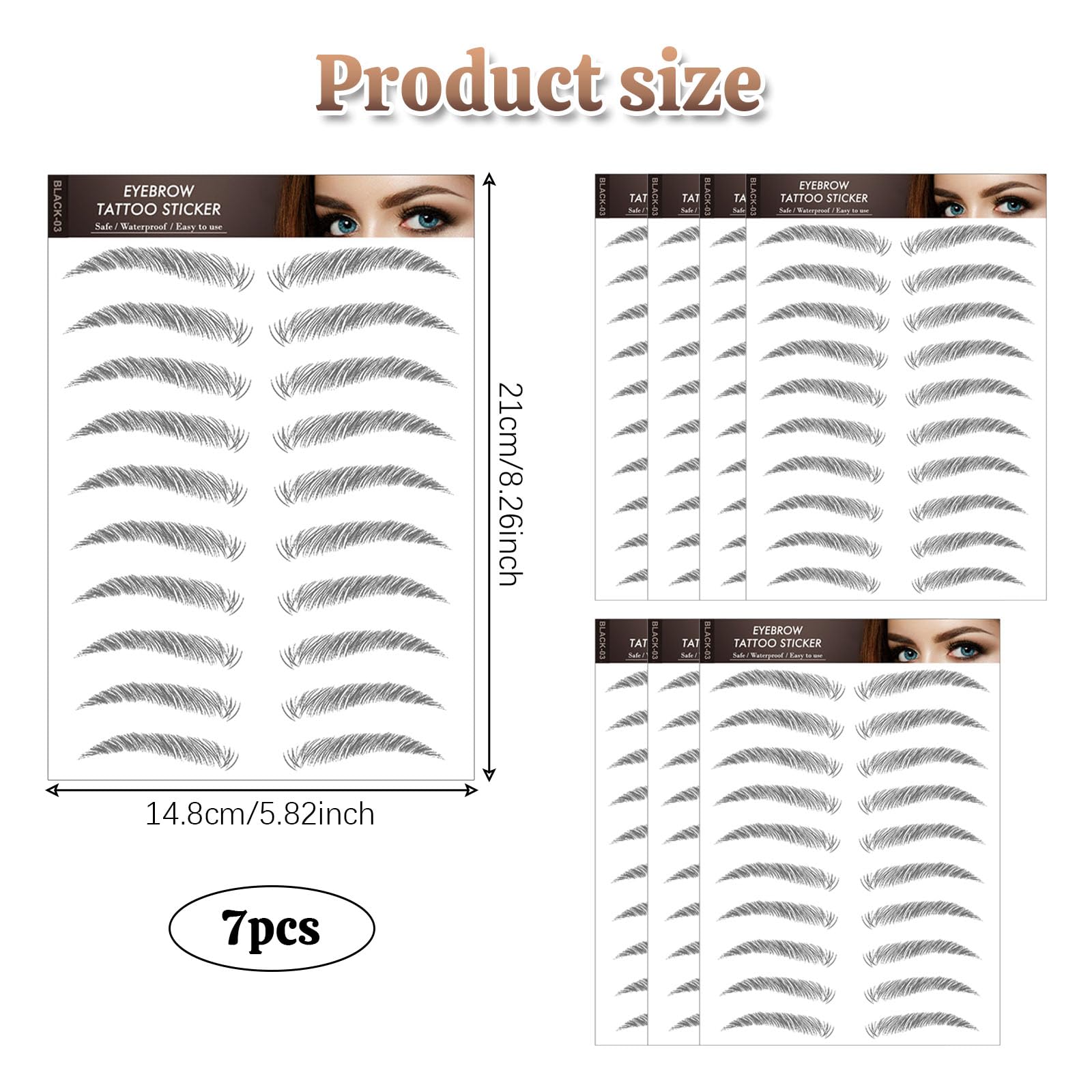 AWAVM 7Sheets/77Pairs 4D Hair-Like Tattoo Stickers Waterproof Natural Fake Eyebrow Stickers,Long Lasting Eyebrow Grooming Shaping Perfect for Women and Girls (Black-03) - Image 2