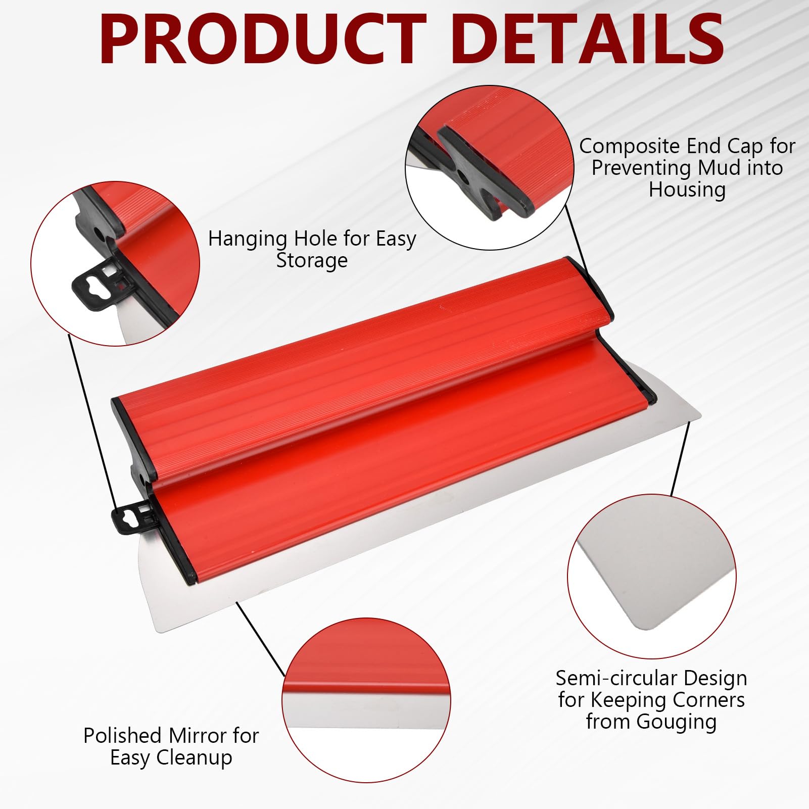Lame à Enduire Professionnelle 40cm, Couteau à Lisser Enduit, Spatule Lissage pour Cloisons Sèches, Acier Inoxydable 0.35mm, Poignée Ergonomique Z, Outil Parfait Plâtrage Mur et Plafond