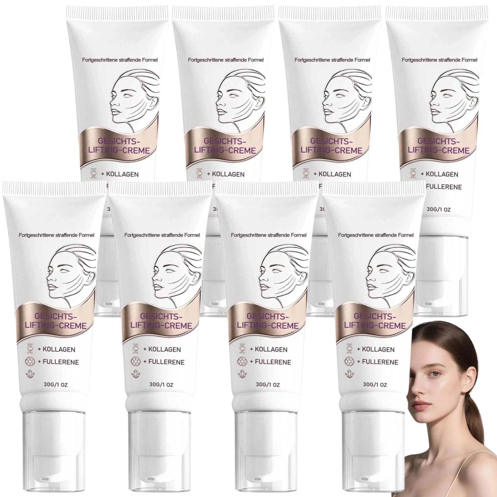 Crema para el cuello con colágeno y fullerenos para reafirmar y reafirmar, crema antiedad para cuello y escote, tratamiento facial antiedad para una piel brillante y hermosa, loción hidratante (8