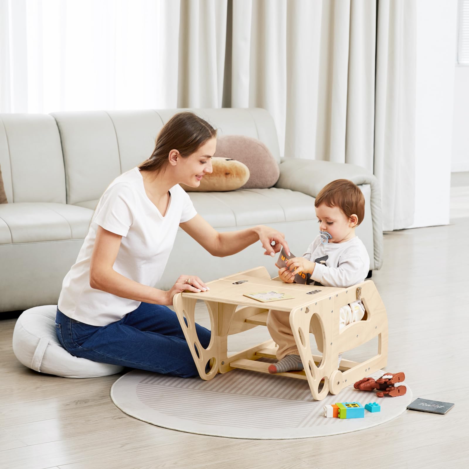 Toddler Step Stool, 2 in 1 Wooden Step Stool for Toddler, Adjustable ...