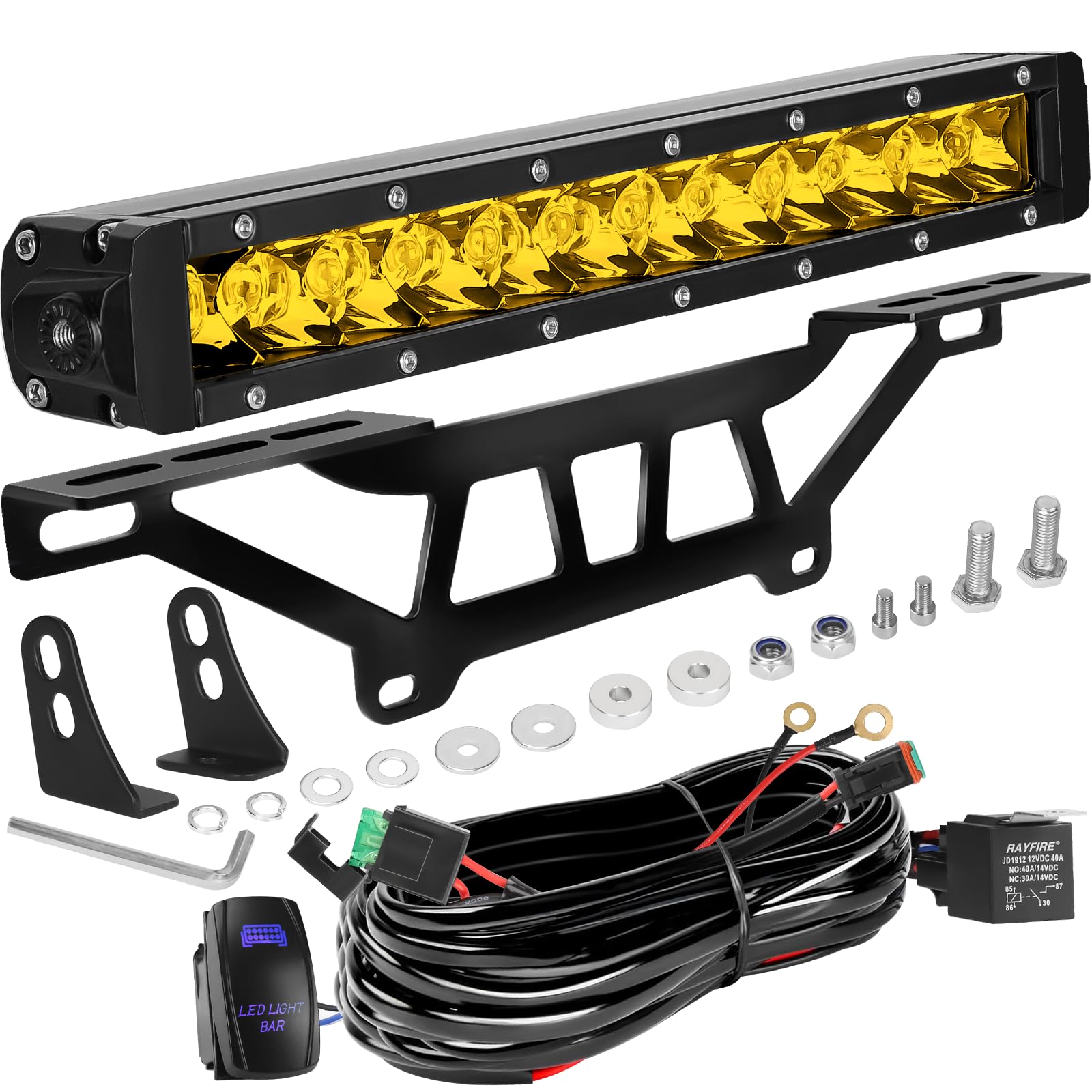 Maverick X3 Shock Tower gelbe Lichtleiste mit Halterung und Wippschalter-Kabelbaum-Set für 2017–2025 Can-Am Maverick X3 & X3 MAX Zubehör, UTV 60 W superhelle 30,5 cm LED-Lichtleiste