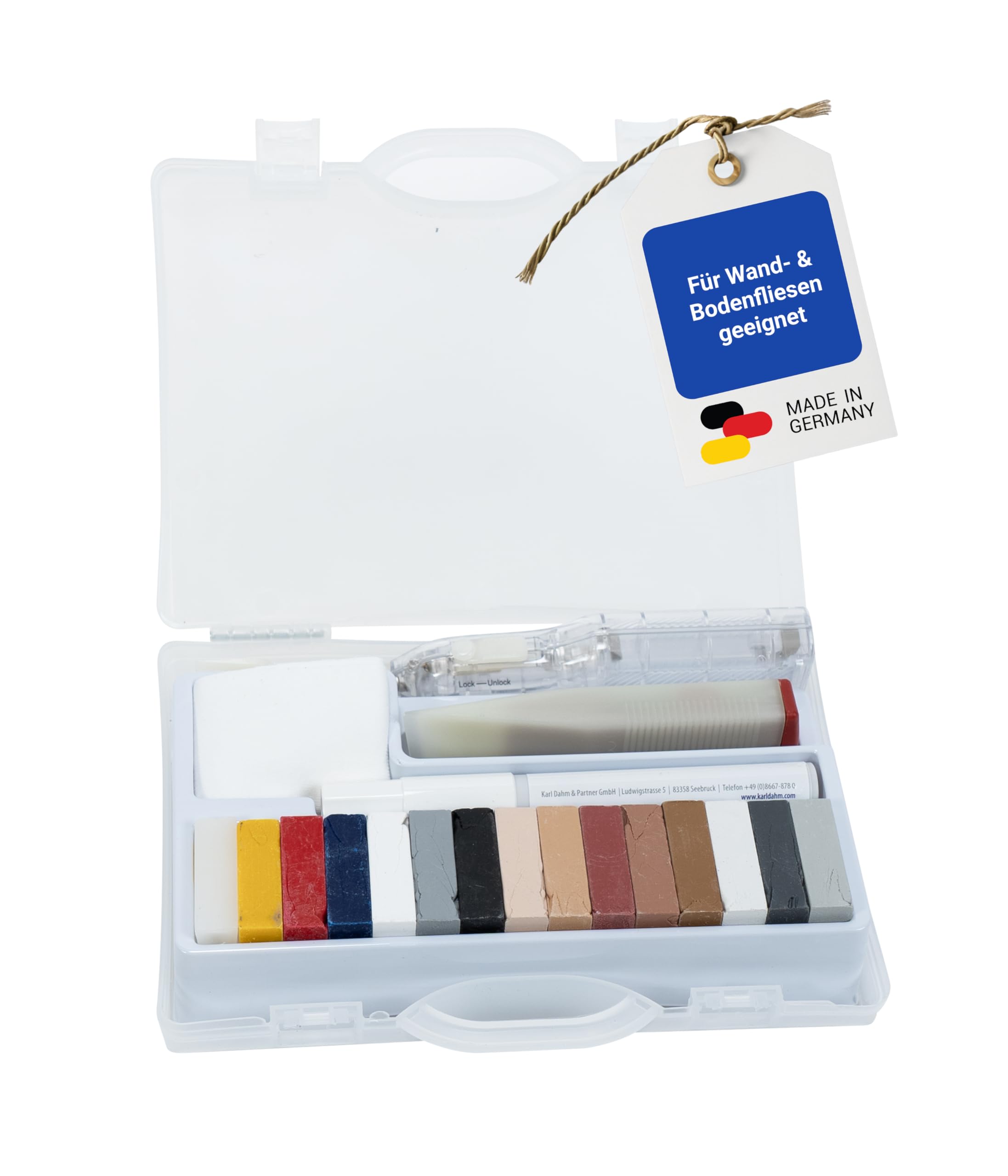 Karl Dahm Kit di Riparazione Perfetta per Piastrelle da Parete e Pavimento, per Ritocchi su Piastrelle e Gres Porcellanato I Incluso Sigillante - 12090