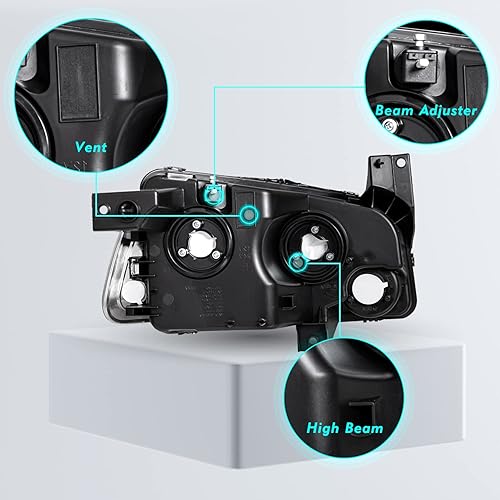 Miniatura 4 de Juego de montaje de faros halógenos de repuesto para Dodge Charger 2006-2010 y lámpara de esquina de marcador lateral, 4 piezas de repuesto de
