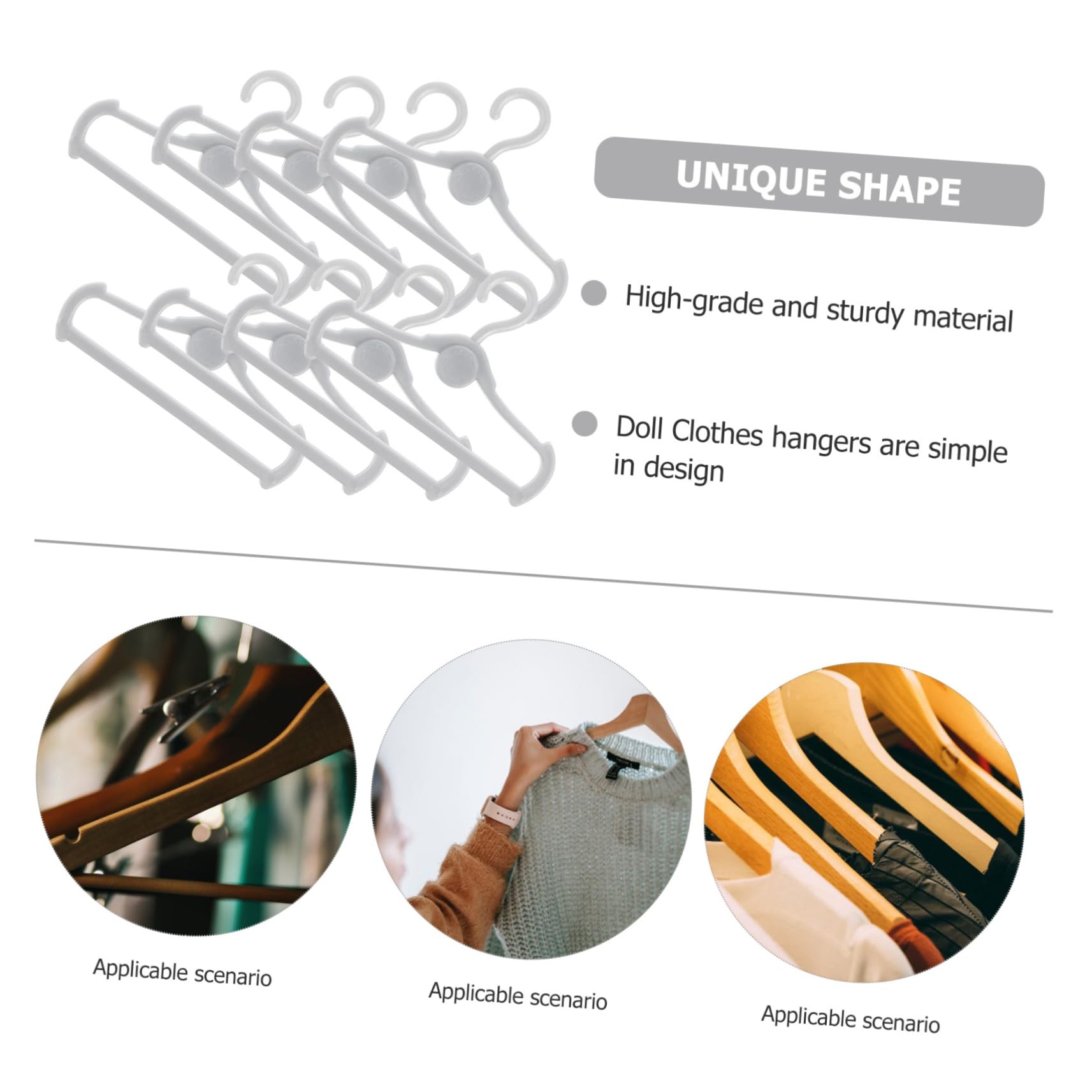 Wakauto 100pcs Doll Hangers for Decor Dress Hanging Holder for Girls' Dolls Coat Hangers Accessories