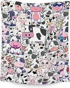 Mercuryelf Cow Throw Blanket - Soft, Fuzzy & Warm - 40x50 Inches Flannel Blankets for Travel, Office - Cute Throws Gift for Girls, Boys