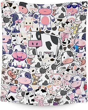 Mercuryelf Cow Throw Blanket - Soft, Fuzzy & Warm - 40x50 Inches Flannel Blankets for Travel, Office - Cute Throws Gift for Girls, Boys