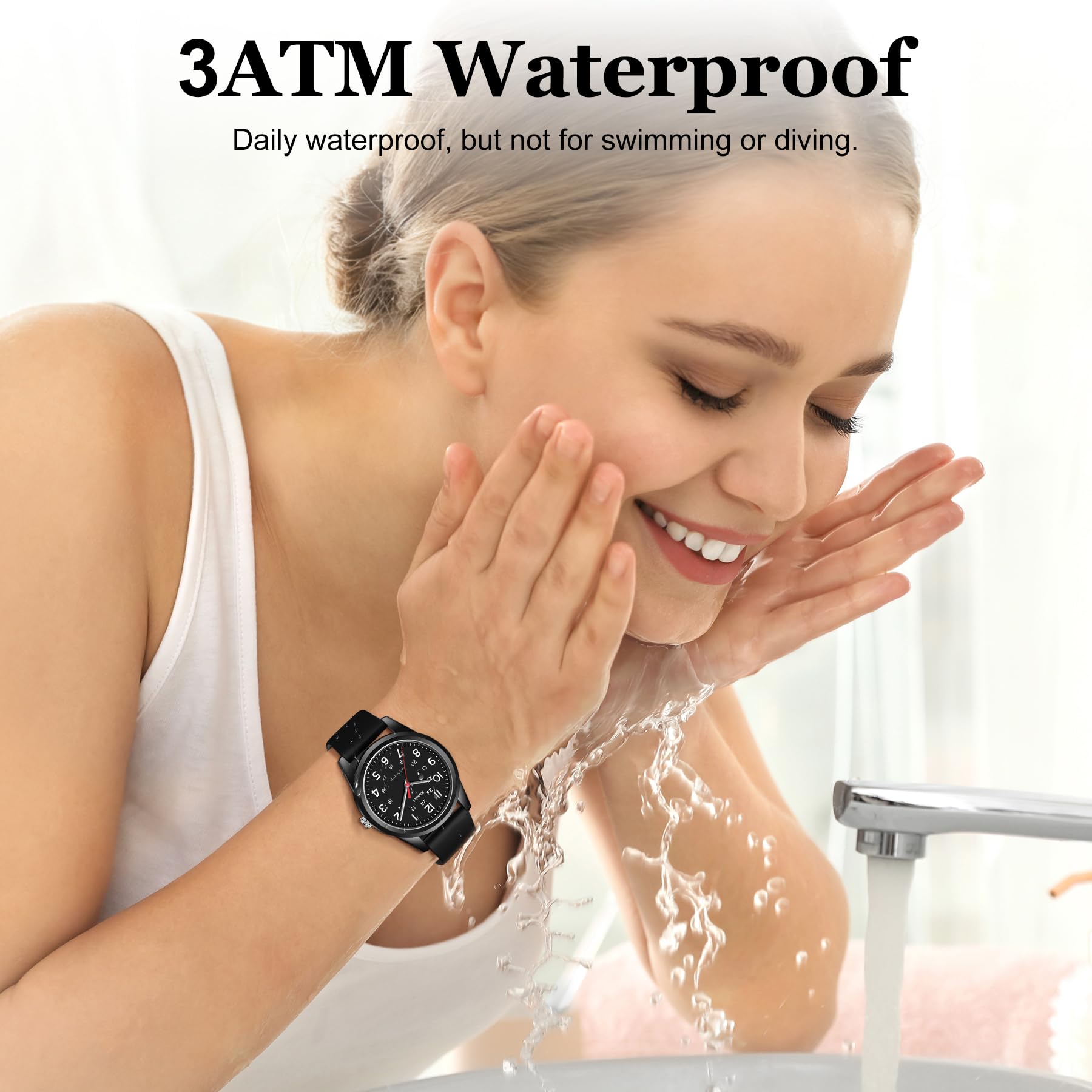 Montre à quartz analogique unisexe facile à lire avec bracelet en silicone pour homme et femme, style militaire, 24 heures, décontracté, confortable, étanche à 30 m