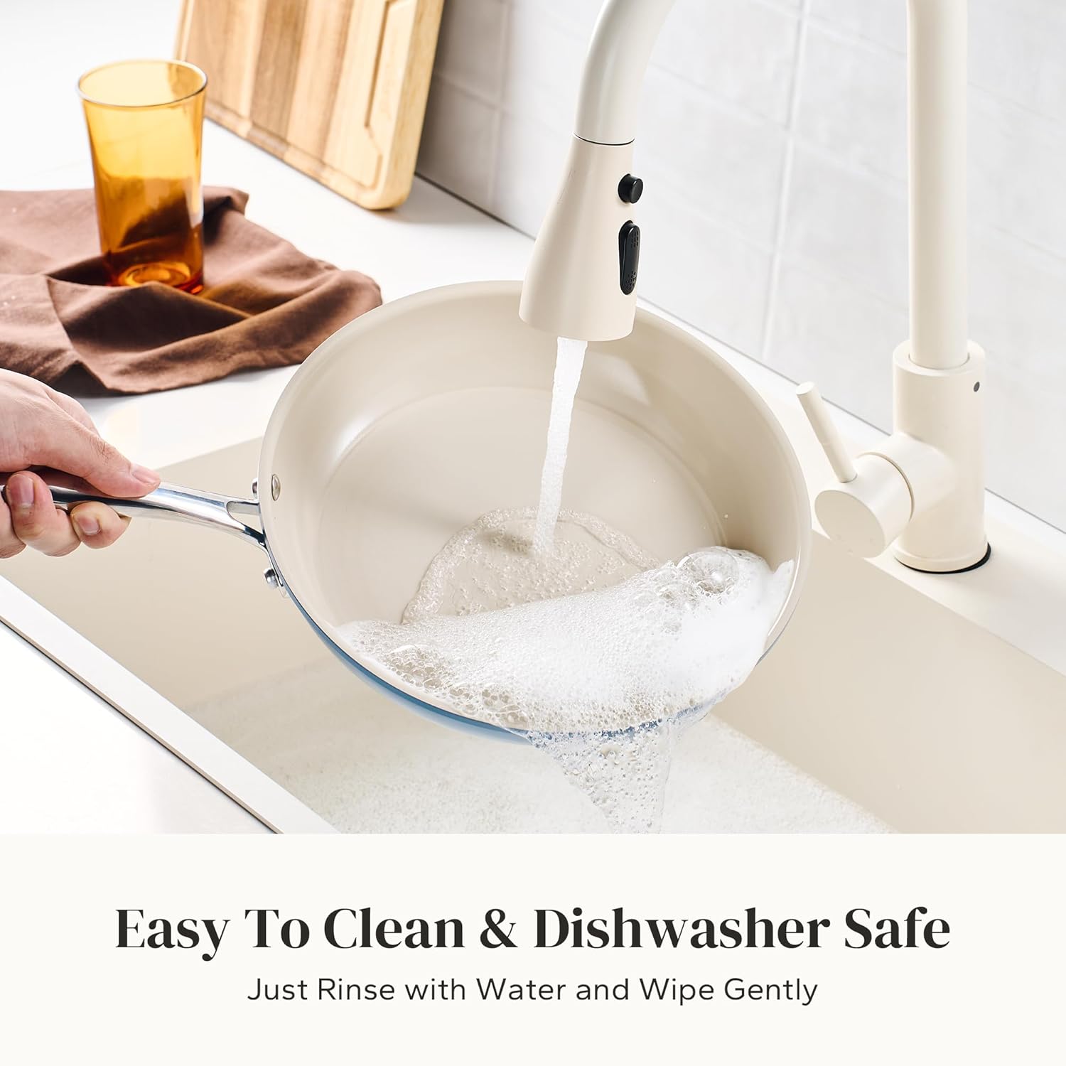 Redchef Non Stick Ceramic Frying Pan Set, Non Toxic Ceramic Pans for Cooking, 8" 9.5" 11" Skillet Set, No PFAS & PTFE & PFOA with Stainless Steel Handle, Dishwasher & Oven Safe Max up to 842°F (Blue) - Image 7