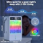 Portable air conditioner, 4-in-1 Evaporative Air Cooler,1500ML Air Conditioner Portable with 5 Wind Speed 7 Colors Light,Personal Cooling Fan for Bedroom Office RV(White)