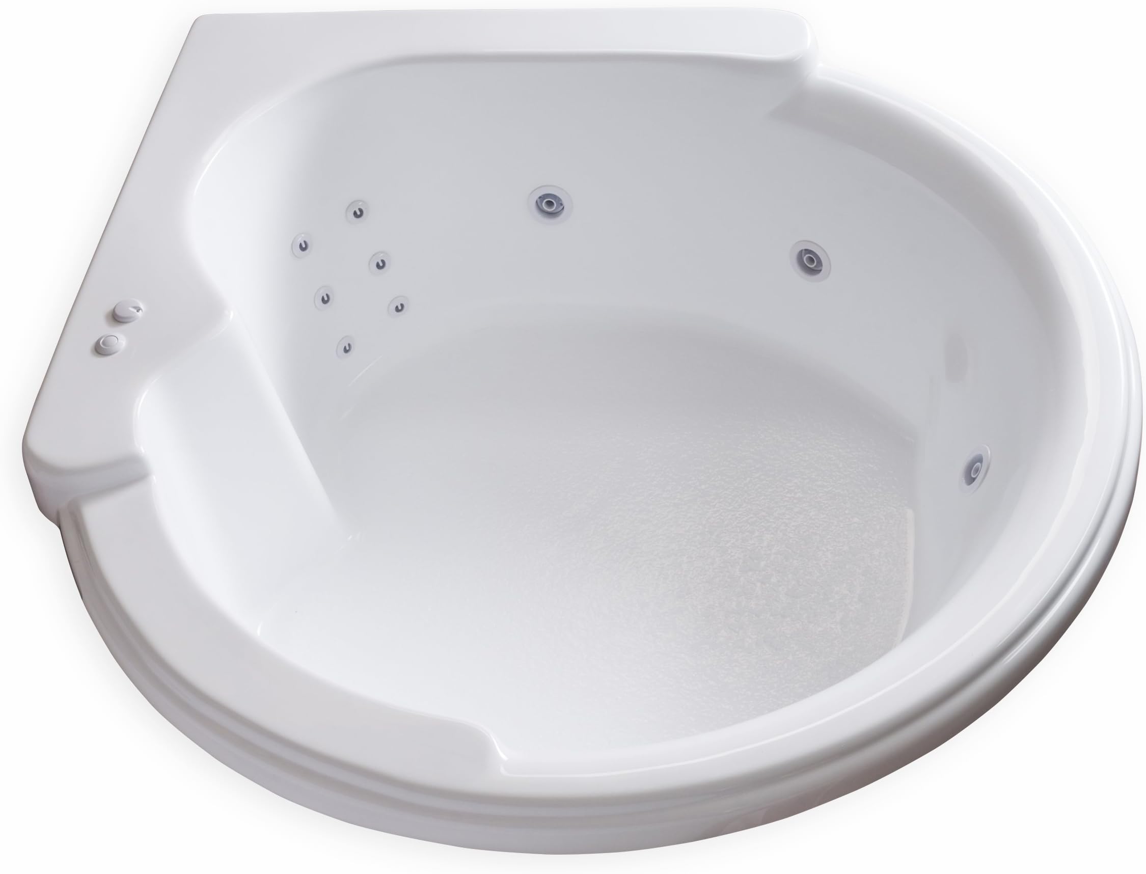 Carver Tubs - CW6464 - Whirlpool Bathtub w/Heated 12 Jet - 64"L x 64"W x 21"H - White Modern Acrylic Round Corner Tub