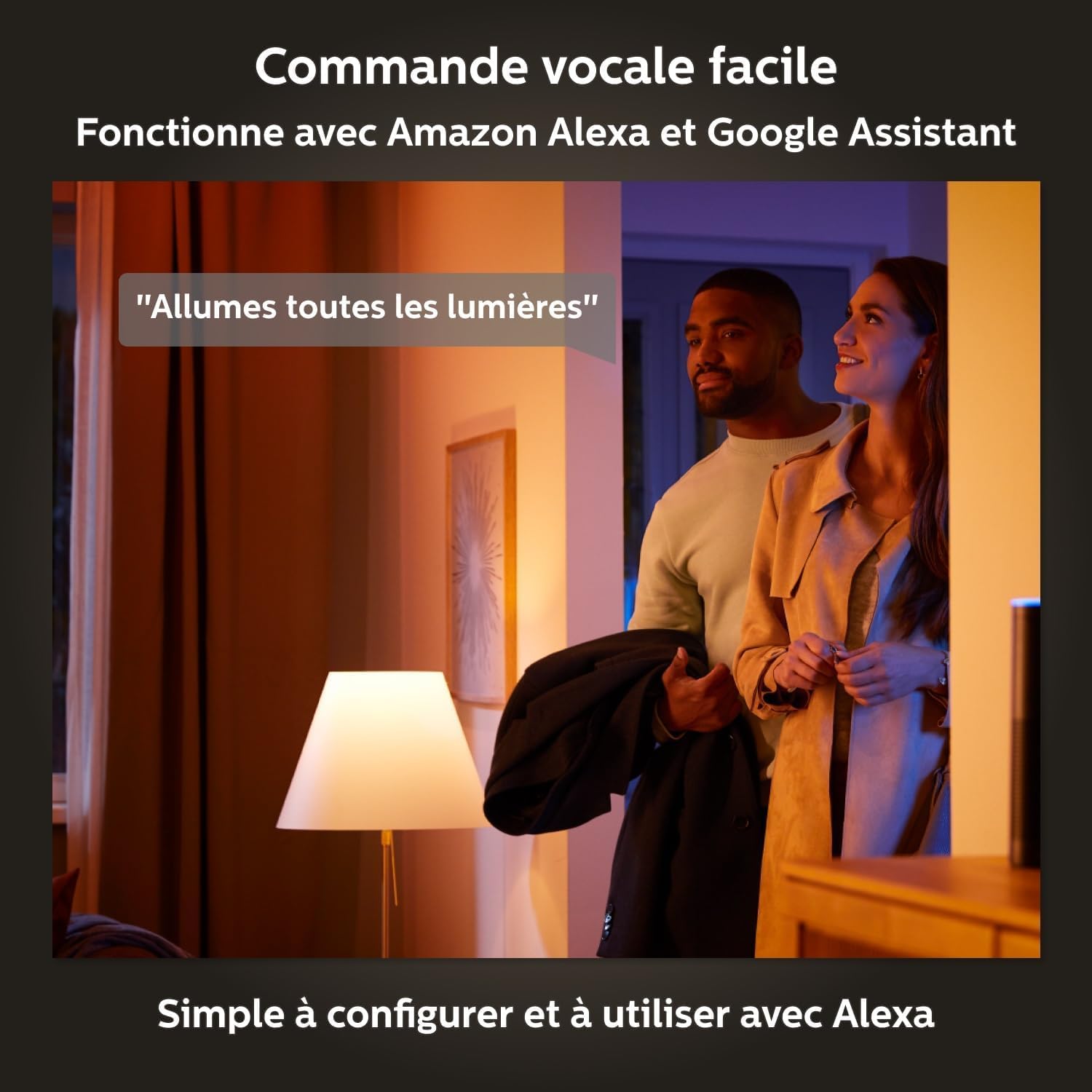 Philips Hue Kit de démarrage White Ambiance : 3 Ampoules LED Intelligentes et connectées E27, Pont de Connexion, Bouton Smart Hue, Compatible Bluetooth, Alexa, Google Assistant, Apple HomeKit