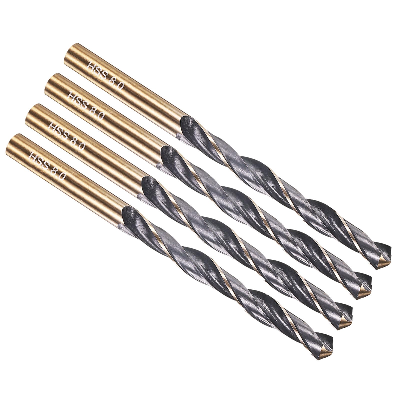 PATIKIL 8mm Drill Bit, Jobber Straight Shank M2 High-Speed Steel 135° for Stainless Steel Hard Metal - 4 Pack — image 1