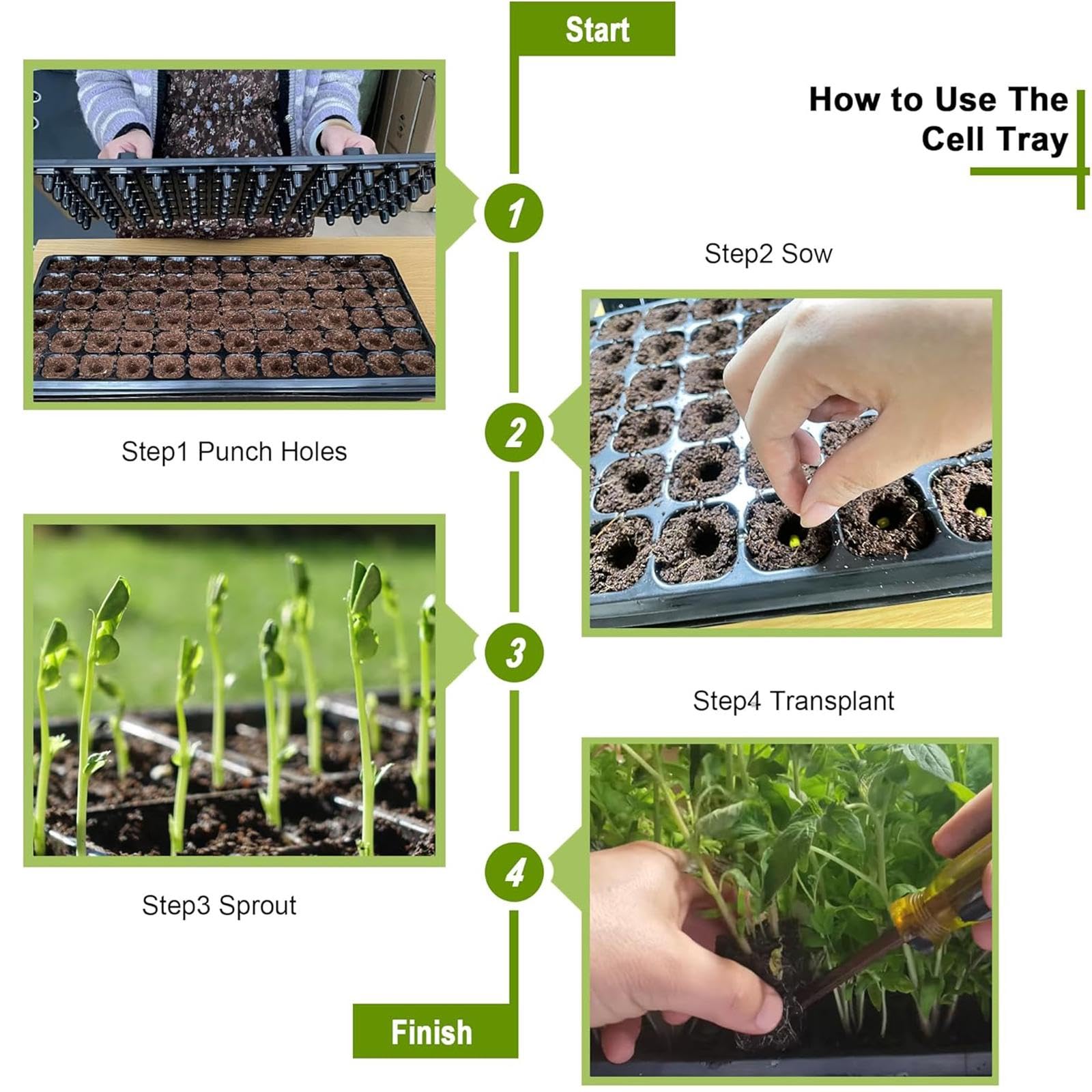 F Fityle 12 bandejas para plántulas de con Orificio de Drenaje, Multiusos, para Cultivo de microvegetales, Frutas de Granja y Interior, 72 Celdas
