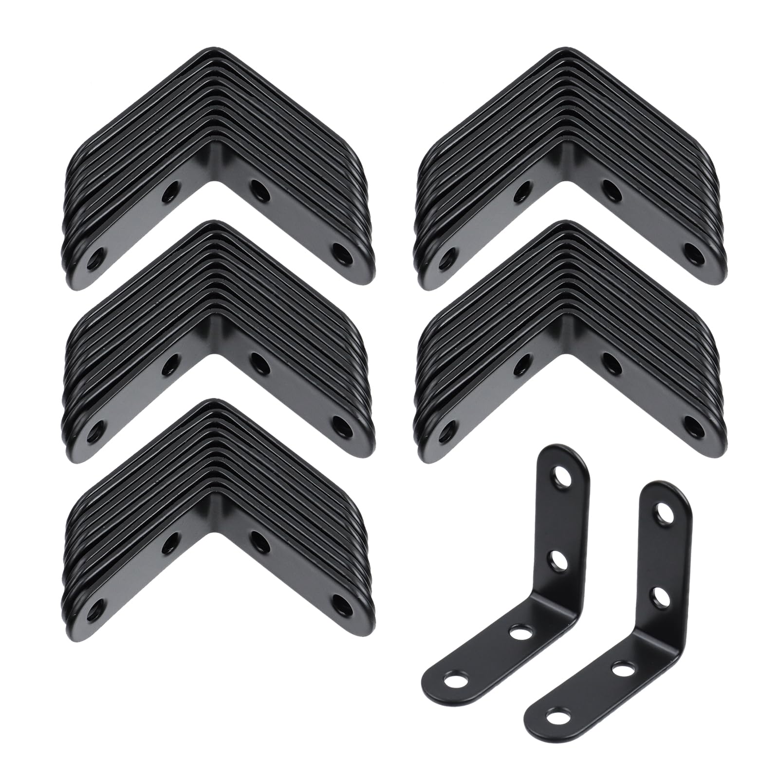 MY MIRONEY 50PCS L Brackets for Shelves Black Right Angle Corner Braces Hardware Stainless Steel Shelf Brackets for Shelves Wood Furniture Cabinet Chair (2" x 2")-image-44