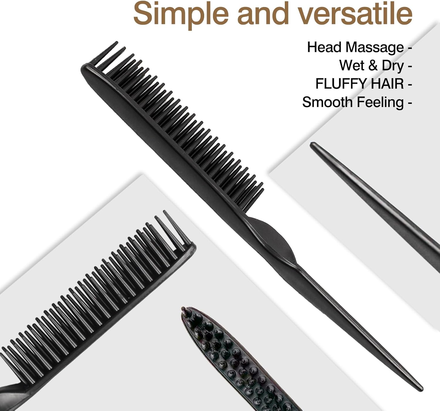 3-Row Rat Tail Styling b Set – Flexible b for Detangling, Defining