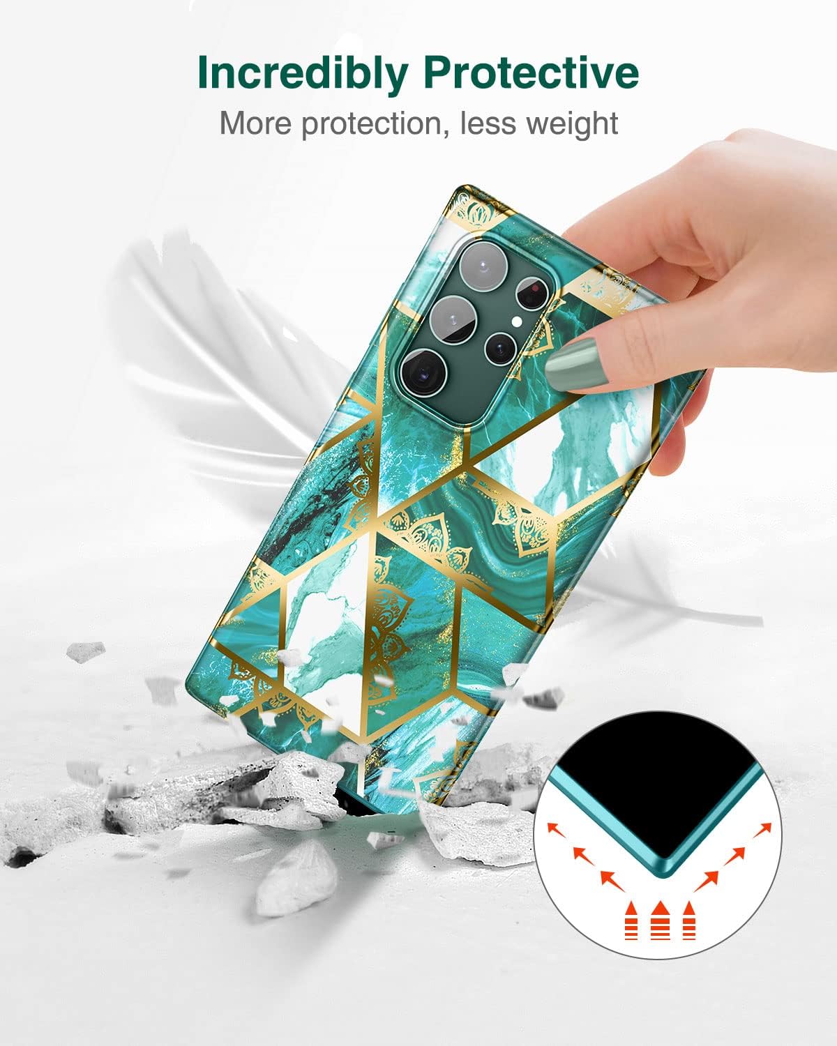 SURITCH for Samsung Galaxy S22 Ultra Case, Built-in Screen Protector for Samsung S22 Ultra 5G Case Full Body Protection Shockproof Rugged Bumper Silicone Phone Protective Cover 6.8 Inch - Green
