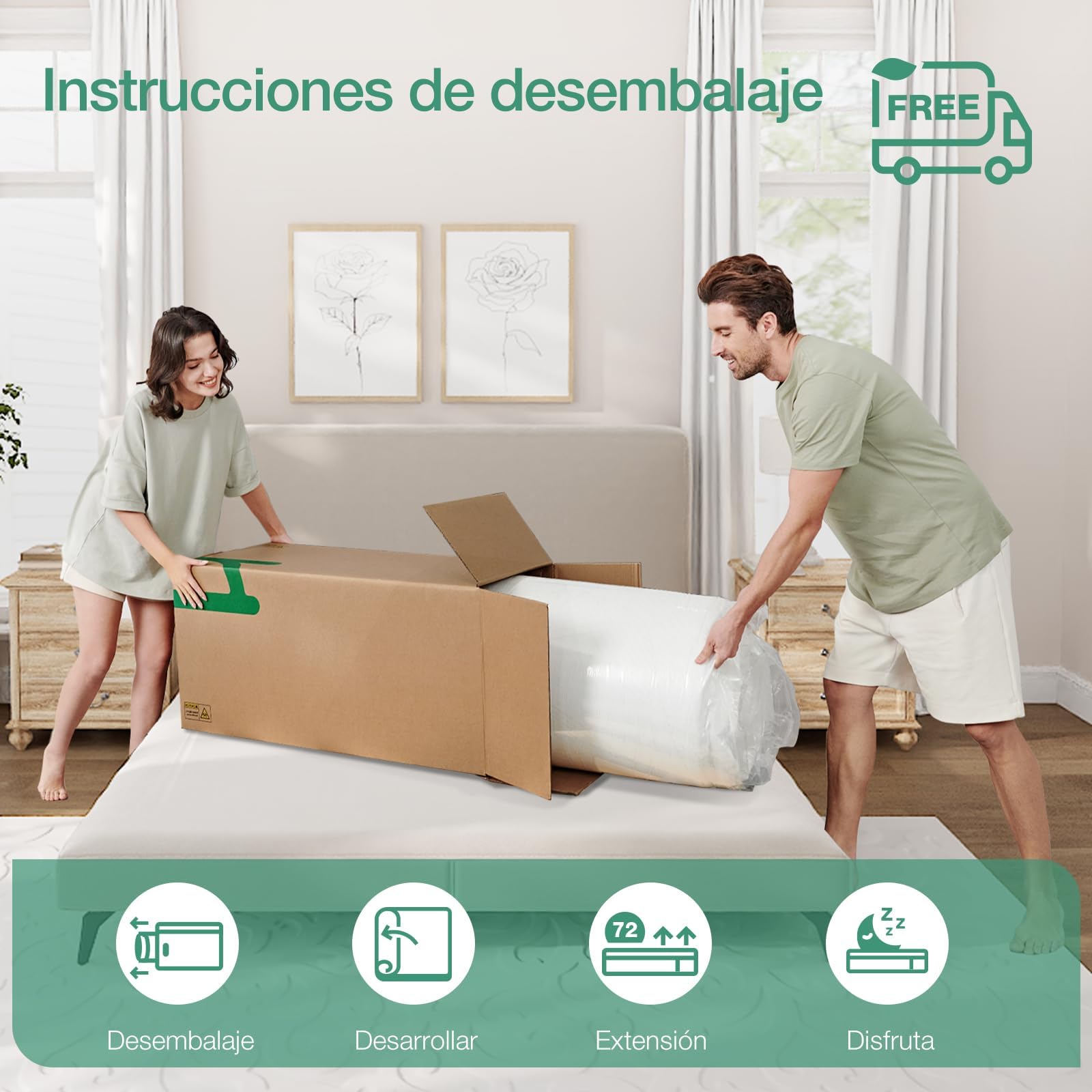 Novilla Colchón 90x190 cm con Resortes Ensacados, 20cm de Altura, Soporte Ergonómico de 3 Zonas, Espuma Bambooolons Transpirable, Funda Lavable, Antideslizante, Certificado Oeko-Tex | Soporte Ergonómico, Cómodo y Transpirable, Bordes Reforzados, Funda de