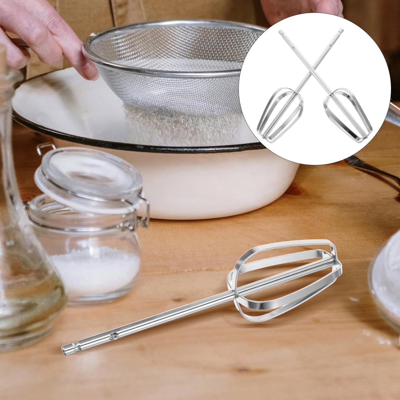 Cabilock Hand Mixer Replacement Beaters Attachments 6.29 Inch Stainless Steel Electric Mixer Parts for Egg Beating Whisking Baking Kitchen Accessories