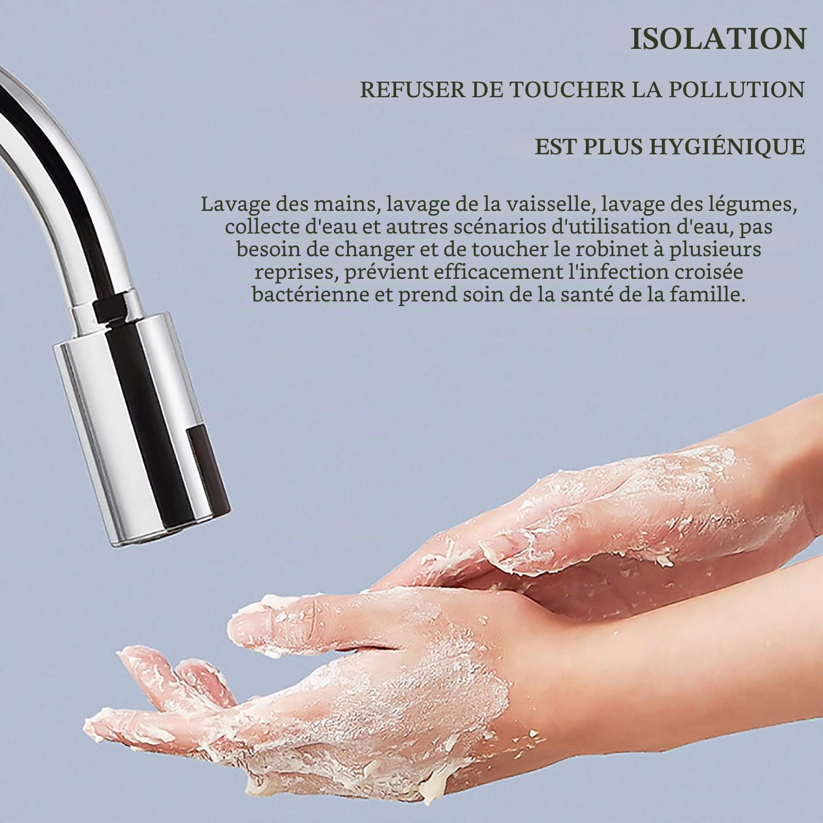 Robinet Intelligent Automatique Infrarouge sans Contact avec Capteur - Économiseur d'Eau pour Lavage Mains Eau Froide, Adapté aux Buses M22 et M24